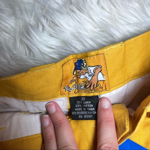 ✨20% Off Sale✨Raw Blue Vintage 90’s Boys Size 10 DJ Graphic Yellow Cargo Shorts - Picture 3 of 4